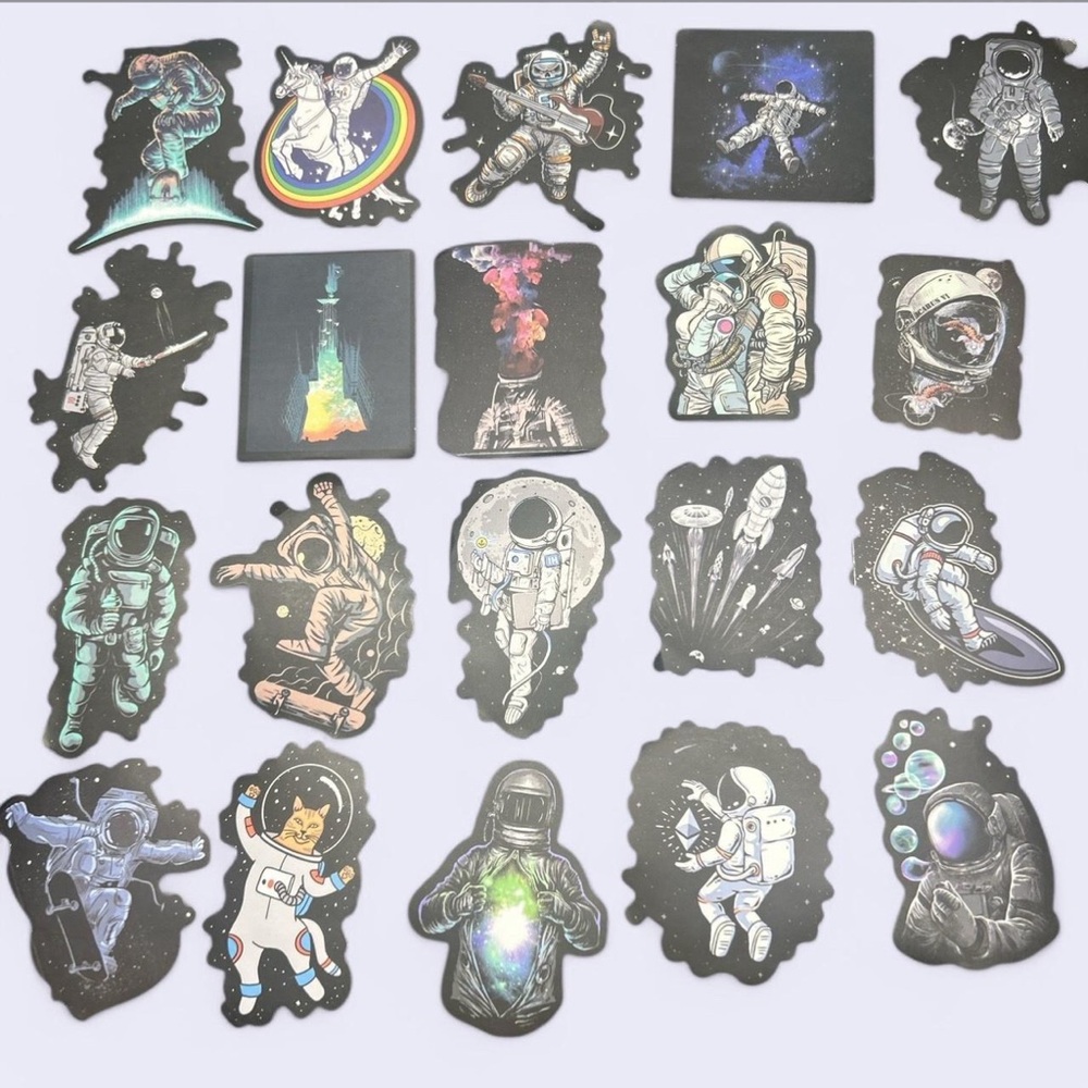 Space-Themed Astronaut Stickers - 20pc
